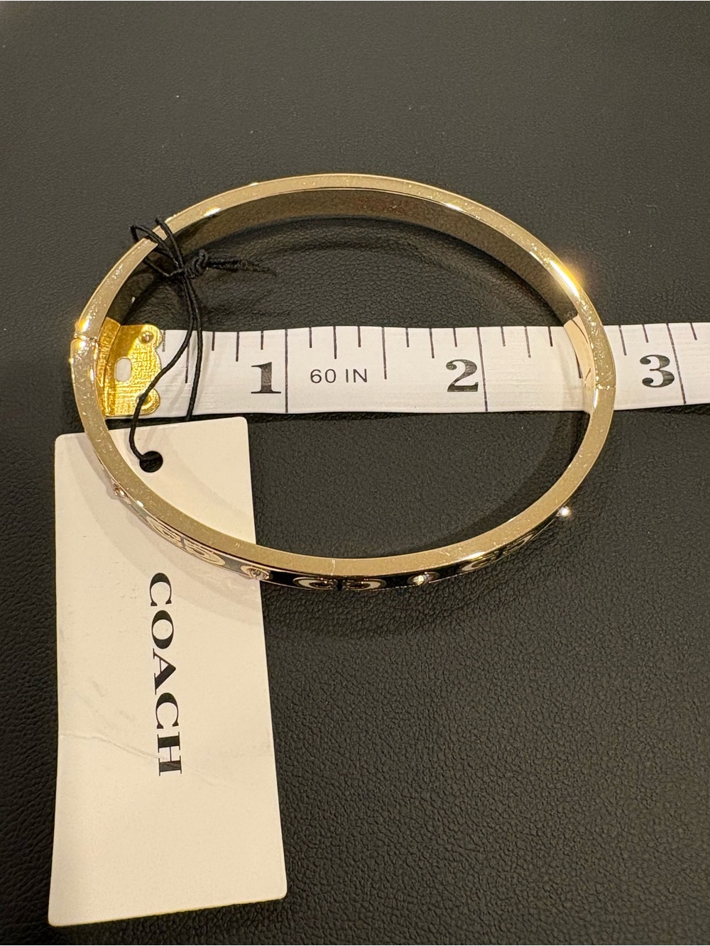 Coach Gold-tone Logo Bangle Bracelet - Picture 6 of 6